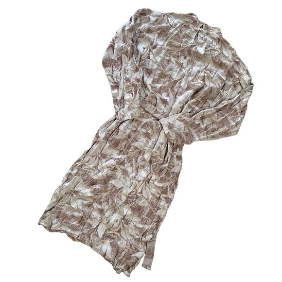 Zara Long Sleeve Jacquard Tie Waist Crinkle Midi Dress NWT - Picture 4 of 6